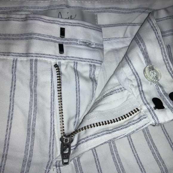 JOIE Shorts Size 2 White Gray Stripe Cotton Stretch Made In U.S.A. Pockets Chino - Picture 5 of 9